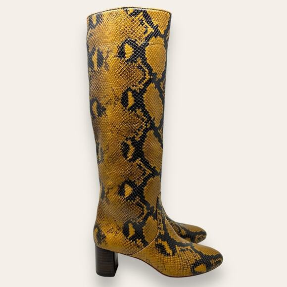 Loeffler Randall Goldy Leather Golden Tall Heeled Boot Snake Python Embossed 5 - Picture 13 of 13